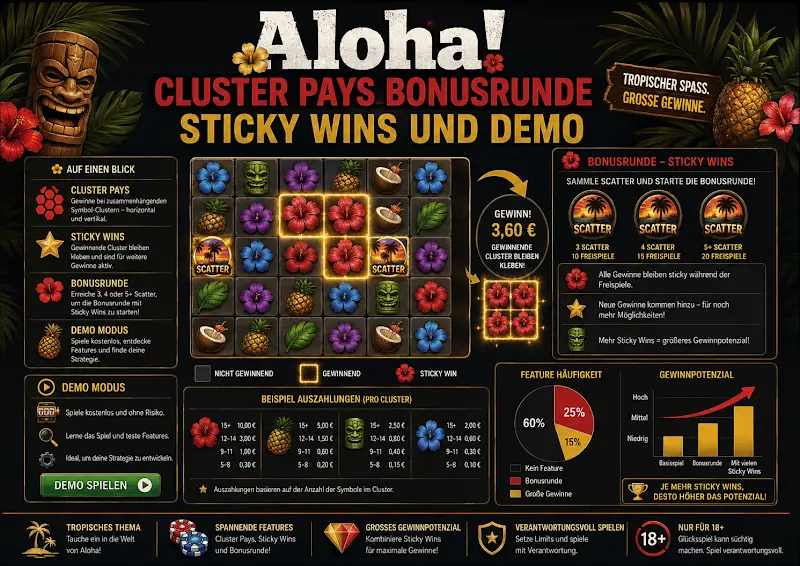 Aloha! Cluster Pays Bonusrunde Sticky Wins und Demo
